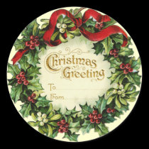 CHRISTMAS CROWN WITH MISTLETOES AND HOLLY BERRIES stickers