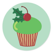 Christmas Cupcake Round Sticker