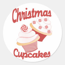 Christmas Cupcakes Round Stickers