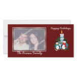 Christmas Cute Penguins And Candle Photo Card