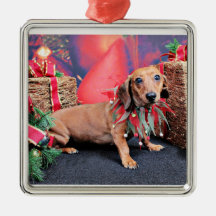Christmas - Dachshund - Copper Christmas Tree Ornaments