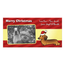 Christmas Dachshund (longhair) Photo Greeting Card