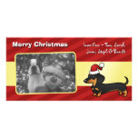 Christmas Dachshund (smooth coat) Customized Photo Card