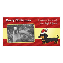 Christmas Dachshund (smooth coat) Customized Photo Card