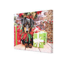 Christmas - Dachshund - Tanner Stretched Canvas Prints