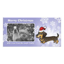 Christmas Dachshund (wirehair) Custom Photo Card