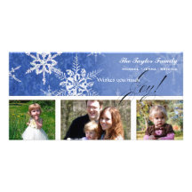Christmas Damask Snowflake -  Royal Blue Card Picture Card