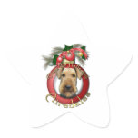 Christmas - Deck the Halls - Airedales Star Stickers