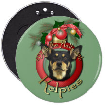 Christmas - Deck the Halls - Australian Kelpie Button