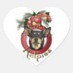 Christmas - Deck the Halls - Australian Kelpie Heart Sticker