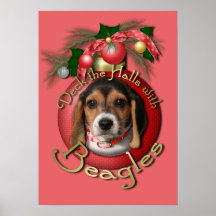 Christmas - Deck the Halls - Beagles Print