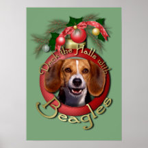 Christmas - Deck the Halls - Beagles Print
