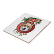 Christmas - Deck the Halls - Corgis - Owen Ceramic Tile
