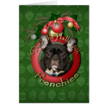 Christmas - Deck the Halls - Frenchies - Teal Cards
