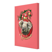 Christmas - Deck the Halls - Koalas Gallery Wrapped Canvas