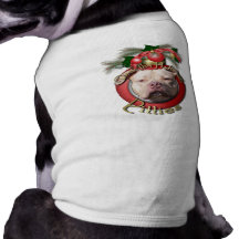Christmas - Deck the Halls - Pitties - Jersey Girl Doggie T Shirt