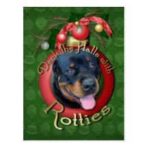 Christmas - Deck the Halls - Rotties - Harley Postcard