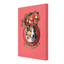 Christmas - Deck the Halls - Shelties Gallery Wrapped Canvas