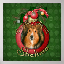 Christmas - Deck the Halls - Shelties Poster