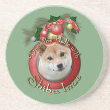 Christmas - Deck the Halls - Shiba Inu Drink Coaster