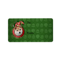 Christmas - Deck the Halls - Shiba Inu Personalized Address Labels