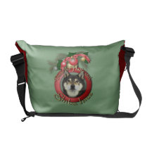 Christmas - Deck the Halls - Shiba Inu - Yasha Courier Bags