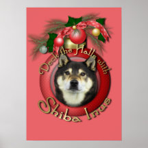 Christmas - Deck the Halls - Shiba Inu - Yasha Posters