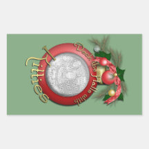 Christmas - Deck the Halls with Kitties Rectangle Stickers