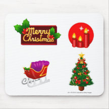 Christmas decorations against white background mouse pads