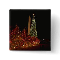 Christmas decorations on the Washington DC  Mall Pinback Button