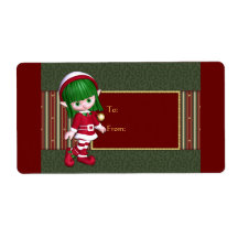 Christmas design with cute elf custom shipping label