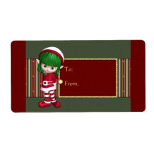 Christmas design with cute elf personalized shipping labels