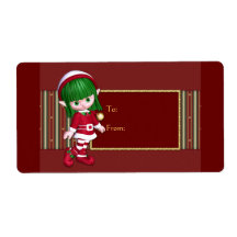 Christmas design with cute elf custom shipping label