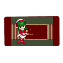 Christmas design with cute elf personalized shipping labels