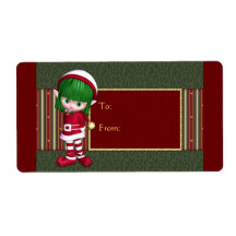 Christmas design with cute elf custom shipping labels
