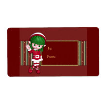 Christmas design with cute elf shipping labels