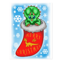 Christmas Dinosaur Post Card