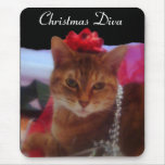 Christmas Diva Cat Photography Mouse Pads