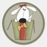 Christmas Dog Round Stickers