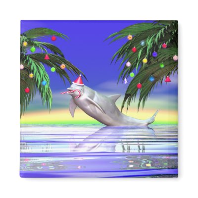 Christmas Dolphin Fridge Magnets by Peerdrops
