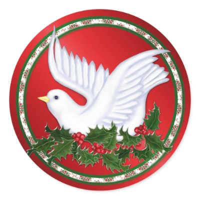 Christmas Dove & Holly Round Sticker by Spice
