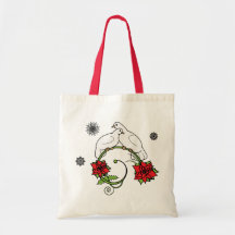 Christmas Doves and Poinsettias Bag