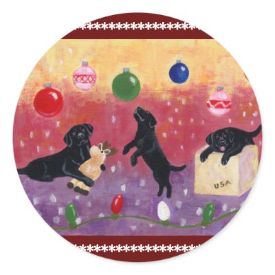 Christmas Dreaming Black Lab by HappyLabradors