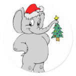 Christmas Elephant Round Sticker