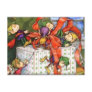 Christmas Elves Playfully Wrapping Gift Postcard