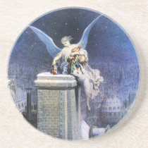 Christmas Eve Angel Vintage Christmas Coaster