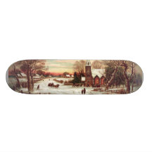 Christmas Eve Winter Scene skateboard