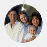 Christmas Family Photo Sage Green Damask Ornaments