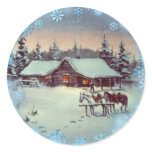 CHRISTMAS FARM by SHARON SHARPE Round Sticker