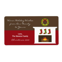 Christmas Fireplace Gift Tag Labels labels